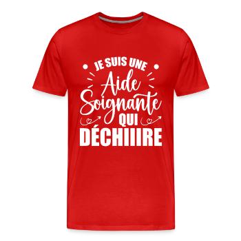 Aide Soignante Humour Aides Soignants - T-shirt bio Premium Homme - rouge - Devant - Damien (186cm)