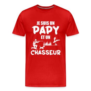 Je Suis Un Papa Et Un Chasseur - Cadeau Chasseur - T-shirt bio Premium Homme - rouge - Devant - Damien (186cm)