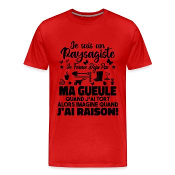 Paysagiste Paysagisme Paysagiste Aménagement - T-shirt bio Premium Homme - rouge - Devant - Damien (186cm)