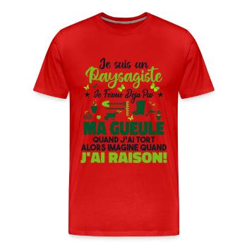 Paysagiste Paysagisme Paysagiste Aménagement - T-shirt bio Premium Homme - rouge - Devant - Damien (186cm)
