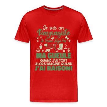 Paysagiste Paysagisme Paysagiste Aménagement - T-shirt bio Premium Homme - rouge - Devant - Damien (186cm)