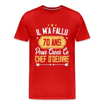 Cadeau Anniversaire 70 Ans Chef D'oeuvre Humour - T-shirt bio Premium Homme - rouge - Devant - Damien (186cm)