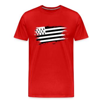 Cadeau pour un feu Drapeau breton Breizh Bretagne - T-shirt bio Premium Homme - rouge - Devant - Damien (186cm)