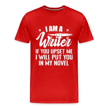 I Am A Writer Funny Author Novelist Novel Writing - Men's Premium Organic T-Shirt - red - Front - Damien (186cm)
