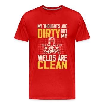 My Thoughts Are Dirty But My Welds Are Clean Gag - Men's Premium Organic T-Shirt - red - Front - Damien (186cm)