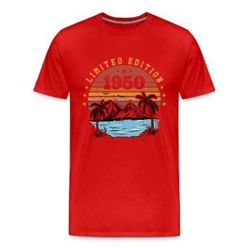 1950er Vintage Retro Geburtstagsgeschenk Geboren 1950 - Männer Premium Bio T-Shirt - Rot - Vorne - Damien (186cm)