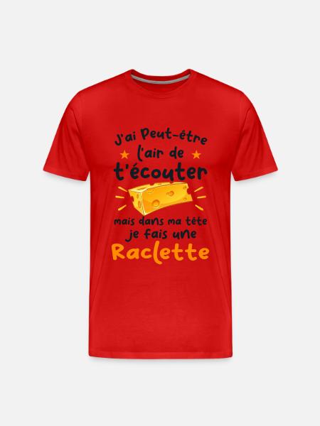 Dans Ma Tete Raclette Humour Raclette - T-shirt bio Premium Homme - rouge