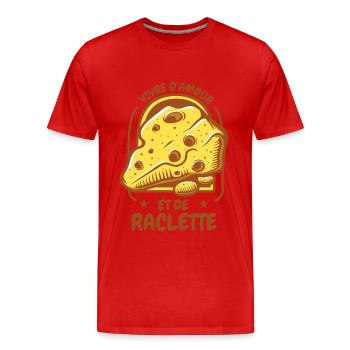 Vivre D'amour Et De Raclette Cadeau Humour Fromage - T-shirt bio Premium Homme - rouge - Devant - Damien (186cm)