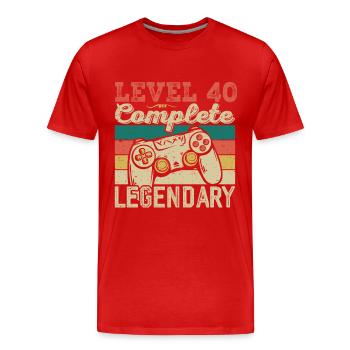 Level 40 Complete, 40th Birthday Gift - Men's Premium Organic T-Shirt - red - Front - Damien (186cm)