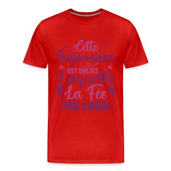 Cette Infirmière est Une Fée - Humour Infirmière - T-shirt bio Premium Homme - rouge - Devant - Damien (186cm)
