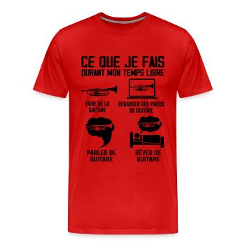 Ce que je fais durant mon temps libre saxophone - T-shirt bio Premium Homme - rouge - Devant - Damien (186cm)