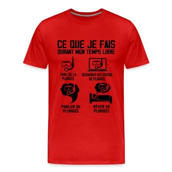 Ce Que Je Fais Durant Mon Temps Libre Plongée - T-shirt bio Premium Homme - rouge - Devant - Damien (186cm)