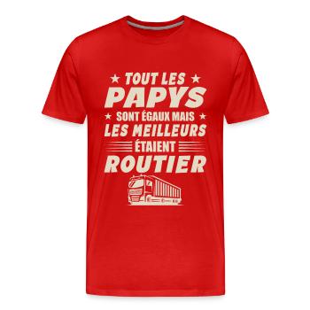 Routier Papy Cadeau Chauffeurs Routiers - T-shirt bio Premium Homme - rouge - Devant - Damien (186cm)
