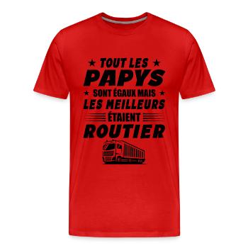 Routier Papy Cadeau Chauffeurs Routiers - T-shirt bio Premium Homme - rouge - Devant - Damien (186cm)