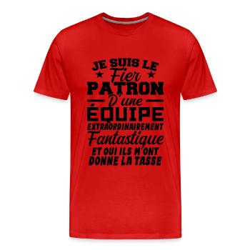 Je Suis Le Fier Patron D'une Equipe - T-shirt bio Premium Homme - rouge - Devant - Damien (186cm)