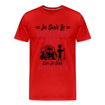 Ich bin der beste Vater, weil ich Landwirt bin - Männer Premium Bio T-Shirt - Rot - Vorne - Damien (186cm)
