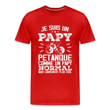 Je Suis Un Papy Pétanque - T-shirt bio Premium Homme - rouge - Devant - Damien (186cm)