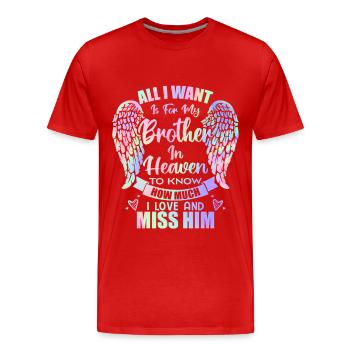 My Brother In Heaven Angel Wings - T-shirt bio Premium Homme - rouge - Devant - Damien (186cm)