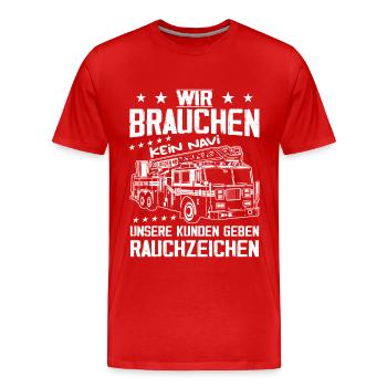 Nous n’avons pas besoin de donner un GPS à nos clients - T-shirt bio Premium Homme - rouge - Devant - Damien (186cm)