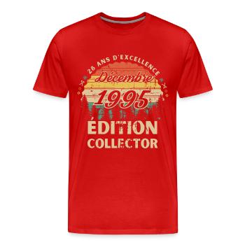 28 ans Décembre 1995 édition collector - T-shirt bio Premium Homme - rouge - Devant - Damien (186cm)