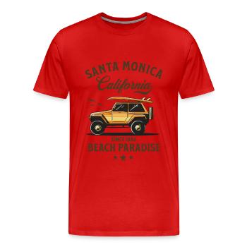 Santa Monica, Kalifornien, Strandparadies - Männer Premium Bio T-Shirt - Rot - Vorne - Damien (186cm)