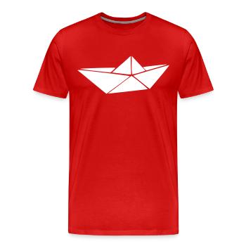 Paper Ship - Men's Premium Organic T-Shirt - red - Front - Damien (186cm)