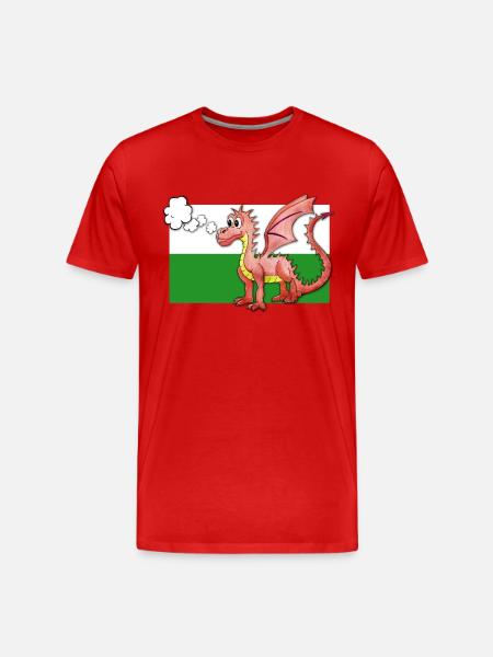 Puffing Welsh Dragon - Gregory - Men's Premium Organic T-Shirt - red