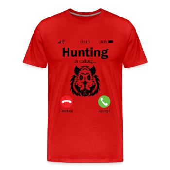 Wild boars call I have to go hunting hunting - Men's Premium Organic T-Shirt - red - Front - Damien (186cm)
