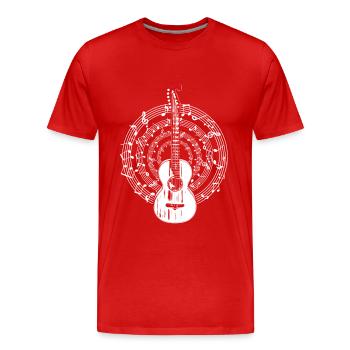 Retro Akustische Gitarre Musiknoten Gitarrist - Männer Premium Bio T-Shirt - Rot - Vorne - Damien (186cm)