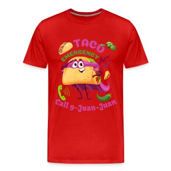Lustiger mexikanischer Taco Notruf 9 Juan Juan - Männer Premium Bio T-Shirt - Rot - Vorne - Damien (186cm)