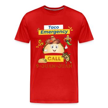 Taco Emergency Call 9 Juan Juan Funny Taco Lover - Men's Premium Organic T-Shirt - red - Front - Damien (186cm)