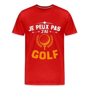 Je Peux Pas J'ai Golf Cadeau Pour Joueur De Golf - T-shirt bio Premium Homme - rouge - Devant - Damien (186cm)