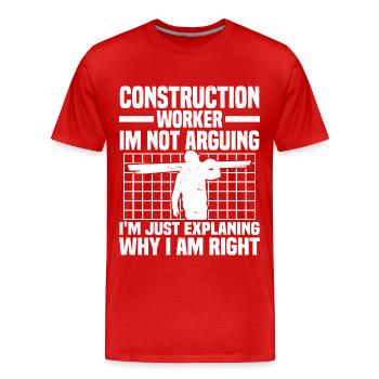 Construction worker - Men's Premium Organic T-Shirt - red - Front - Damien (186cm)