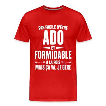 Pas Facile d'Être Ado Et Formidable À La Fois - T-shirt bio Premium Homme - rouge - Devant - Damien (186cm)