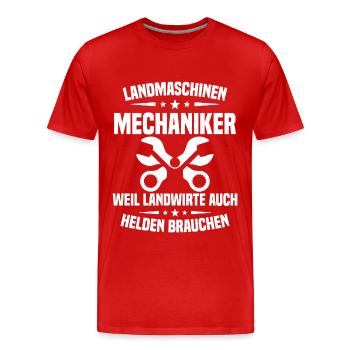 Mécanicien en machines agricoles Tracteur - T-shirt bio Premium Homme - rouge - Devant - Damien (186cm)