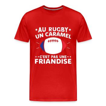 Au Rugby Un Caramel C'est Pas Une Friandise - T-shirt bio Premium Homme - rouge - Devant - Damien (186cm)
