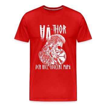 Vathor der viel coolere Papa Vatertag Va-Thor - Männer Premium Bio T-Shirt - Rot - Vorne - Damien (186cm)