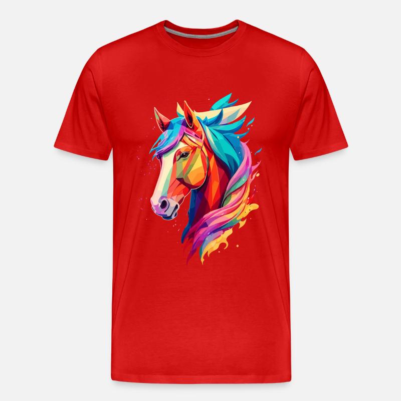 Polygon Pferd - Männer Premium Bio T-Shirt - Rot