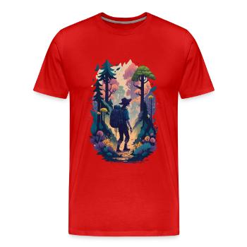 Vacances Nature Randonnée en montagne Loisirs Loisirs - T-shirt bio Premium Homme - rouge - Devant - Damien (186cm)