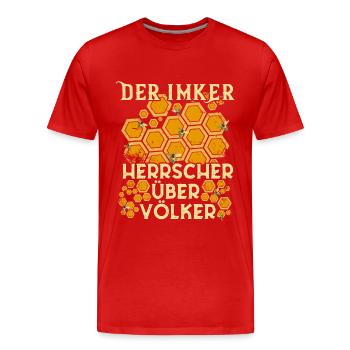 Der Imker Herrscher über Völker Lustige Biene - Männer Premium Bio T-Shirt - Rot - Vorne - Damien (186cm)