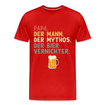 Papa Mann Mythos Bier Vernichter Lustiger Spruch - Männer Premium Bio T-Shirt - Rot - Vorne - Damien (186cm)