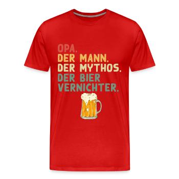 Opa - Bierliebhaber Lustiger Spruch Design - Männer Premium Bio T-Shirt - Rot - Vorne - Damien (186cm)