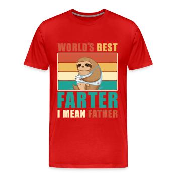 World's Best Farting Dad - Funny Daddy Saying - Men's Premium Organic T-Shirt - red - Front - Damien (186cm)