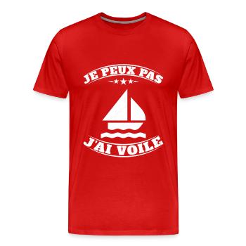 Je peux pas j'ai Voile - Humour Planche à Voile - T-shirt bio Premium Homme - rouge - Devant - Damien (186cm)