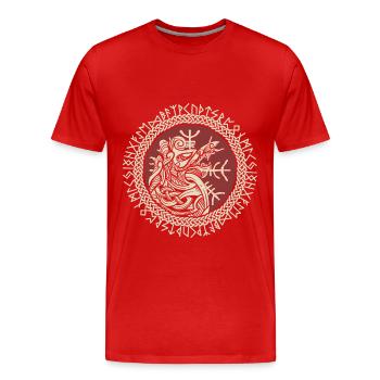 Fenrir Viking Wolf Fenris Wolf Viking Compass - Men's Premium Organic T-Shirt - red - Front - Damien (186cm)
