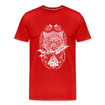 Fenrir Viking Runes Design Fenris Wolf Teutons - T-shirt bio Premium Homme - rouge - Devant - Damien (186cm)