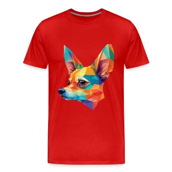 Chihuahua Polygonen Kunst Hunde Design Hunderasse - Männer Premium Bio T-Shirt - Rot - Vorne - Damien (186cm)