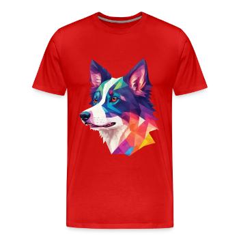 Border Collie Polygon Dogs Art Collie Dog - Men's Premium Organic T-Shirt - red - Front - Damien (186cm)