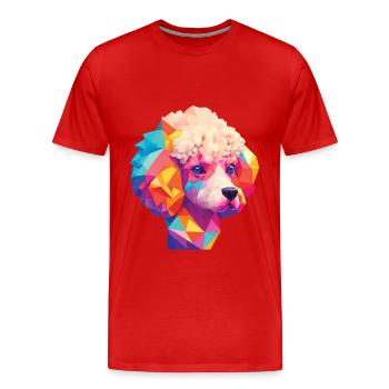 Pudel Hund Hunde Design Pudeln Kunst Haustier - Männer Premium Bio T-Shirt - Rot - Vorne - Damien (186cm)