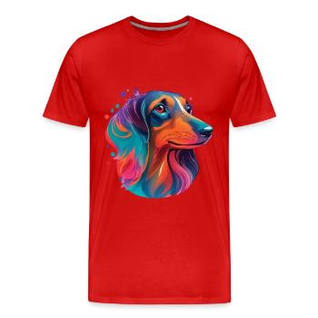 Dachshund Dackel Hund Hunde Hundeliebe Haustier - Männer Premium Bio T-Shirt - Rot - Vorne - Damien (186cm)